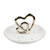 6" White and Gold Double Heart Round Ceramic Trinket Tray