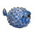 10" Blue and Black Puffer Fish Figurine