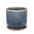6" Aqua Blue and White Ceramic Outdoor Planter with Saucer