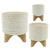 9" Ivory and Brown Bamboo Wood Outdoor Planter on Stand