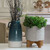 9" Ivory and Brown Bamboo Wood Outdoor Planter on Stand