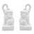 Set of 2 White Ceramic Elephant Bookends 9"