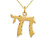 Large Chai Pendant Necklace in Yellow Plated Sterling Silver with Chain