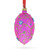 Diamond Flowers on Pink Glass Egg Christmas Ornament 4 Inches