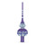 Jeweled Purple on White Glass Christmas Tree Topper 11 Inches