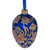 Golden Blue Floral Glass Egg Ornament