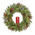 Pre-Lit Bristle Berry Christmas Wreath with Single Candle, 24-Inch, Clear Lights