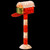 48" Red and White Mailbox with Gift Box - Clear Lights