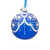 White Flowers on Blue Glass Ball Christmas Ornament 3.25 Inches