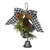 13" Black and White Gingham Tie with Bells Christmas Door Hanger