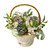 13" Green and Gold Pumpkin and Leaves Artificial Thanksgiving Basket