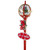 69" Lighted Red and Gold Musical Snowing Christmas Tree Round Street Lamp