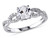 1.00 Carat (ctw) Lab-Created White Sapphire Ring in 10K White Gold with Accent Diamonds - 68DLG1002579CSA-5.5