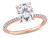 2.00 Carat (ctw) Lab-Created Oval Moissanite Solitaire Engagement Ring 14K Rose Gold with Diamonds - 08DLG1005630MOIR-5.5
