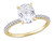 2.00 Carat (ctw) Lab-Created Oval Moissanite Solitaire Engagement Ring 14K Yellow Gold with Diamonds - 08DLGGH1005628MOI-7.5