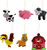 Farm Animal Decorations: Plush Craft / Holiday Ornaments: Baby Sheep, Pig, Chicken, Cow, Horse and Barn, 6pc Set