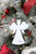Rustic Angel Christmas Ornaments, White; Metal Farmhouse Decor Christmas Decorations, Set of 2