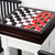 Black/Red Carved Stackable Wooden Checkers with Drawstring Cloth Storage Bag, 24pc