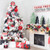 AuldHome White Farmhouse Tree Collar, 29-Inch Diameter Base Vintage Enamelware, 5-Panel Set Christmas Tree Accent, Choose Plain or Embossed