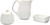 Sugar and Creamer Set: Cream Pitcher, Sugar Bowl, Sweetener Packet Holder, White Ceramic Tea/Coffee, 3pc Set