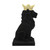 14" Black and Gold Lion with Flocked Flower Crown Figurine
