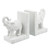 Set of 3 White Ceramic Standing Elephant Bookends 6.25"