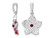 Lab-Created Ruby and Red Enamel Flower Charm Pendant Necklace in Sterling Silver with Chain