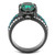 Women's Stainless Steel Pave Engagement Ring with Emerald Crystal, Size 6