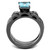 Set of 3 Women's Light Black IP Stainless Steel Wedding Ring with Sea Blue CZ Stones, Size 5