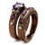 Set of 2 Women's IP Coffee Light Stainless Steel Wedding Ring with Amethyst CZ Stones, Size 6