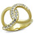 Two-Tone Gold IP Stainless Steel Women's Infinity Style Ring with Clear Crystals - Size 9 (Pack of 2)