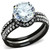 2-Piece Women's Two-Tone Black IP Stainless Steel Wedding Ring Set with CZ - Size 9