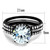 2-Piece Women's Two-Tone Black IP Stainless Steel Wedding Ring Set with CZ - Size 9