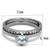 2-Piece Women's Stainless Steel Tiffany Wedding Ring Set with Round Cubic Zirconia, Size 7 (Pack of 2)