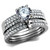 Women's Stainless Steel Wedding Ring with Round Cubic Zirconia - Size 5