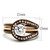 2-Piece Women's Rose Gold and Brown IP Stainless Steel Wedding Ring Set with CZ, Size 9