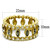Women's Gold IP Stainless Steel Bezel Ring with Black Diamond Crystals, Size 6