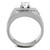 High Polished Stainless Steel Men's Ring with AAA Grade Cubic Zirconia - Size 12