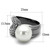 Women's Light Black IP Stainless Steel Ring with Synthetic White Pearl, Size 9
