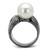Women's Light Black IP Stainless Steel Ring with Synthetic White Pearl, Size 9