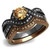 Set of 2 Women's IP Stainless Steel Wedding Rings with Champagne CZ Stones, Size 5