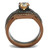 Set of 2 Women's IP Stainless Steel Wedding Rings with Champagne CZ Stones, Size 5