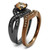 Set of 2 Women's IP Stainless Steel Wedding Rings with Champagne CZ Stones, Size 5
