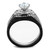 3-Piece Women's Stainless Steel Wedding Ring Set with Clear Cubic Zirconia, Size 9