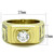 Men's IP Gold Stainless Steel Ring with AAA Grade Cubic Zirconia - Size 10