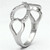 Rhodium Finish Sterling Silver Heart Shaped Women's Ring with Clear CZ Stones - Size 9