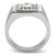 Men's Stainless Steel Ring with Pave Clear Crystals - Size 8