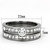 2-Piece Women's Stainless Steel Wedding Ring Set with Round Cubic Zirconia, Size 10