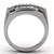 Stainless Steel Men's Tapered Ring with Square Clear Crystals - Size 13