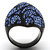 Women's Black Ion Plated Stainless Steel Ring with Sapphire Crystals - Size 7